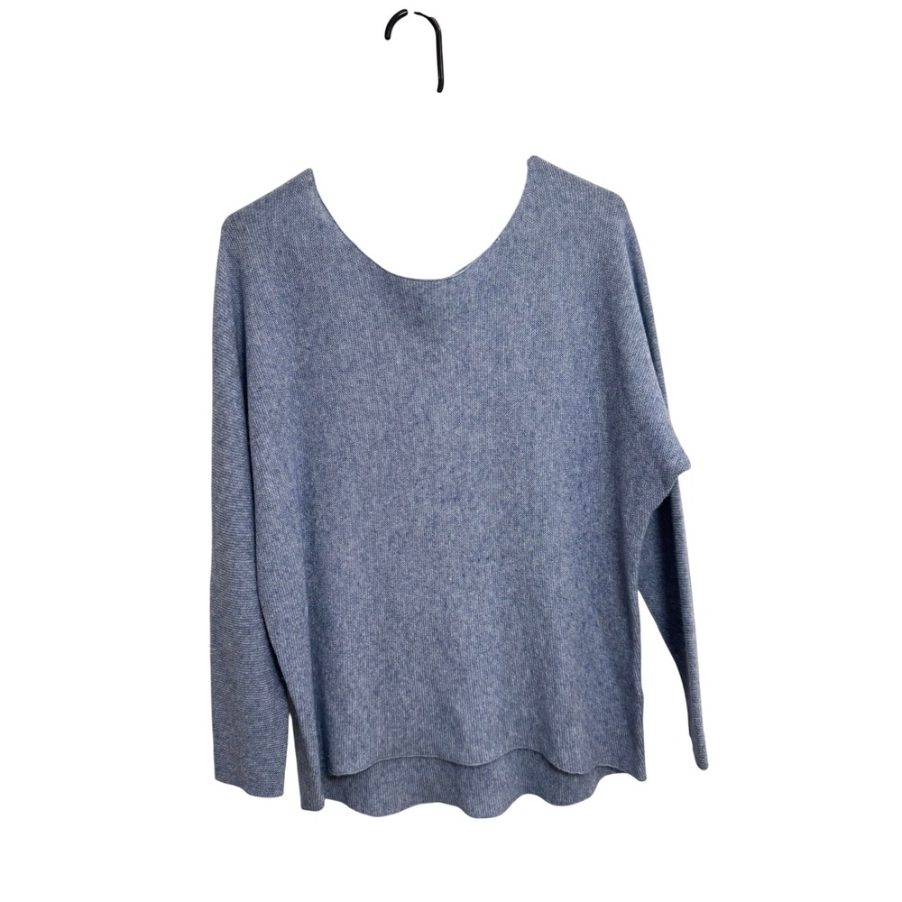 Joie 100% Cashmere Blue Heather Ribbed V-Neck Sweater Small